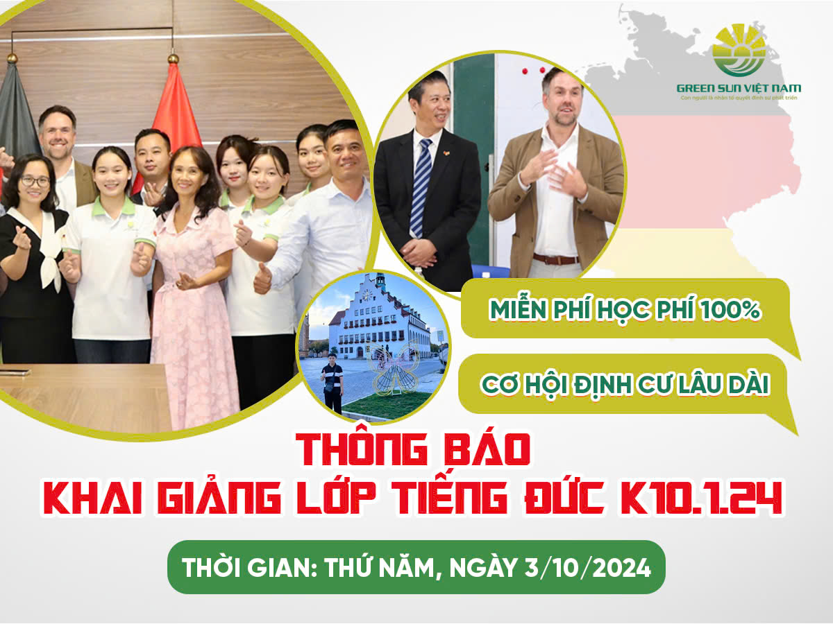 Thông Báo Tuyển Sinh Lớp Tiếng Đức K10.1.24 Tại Green Sun Việt Nam